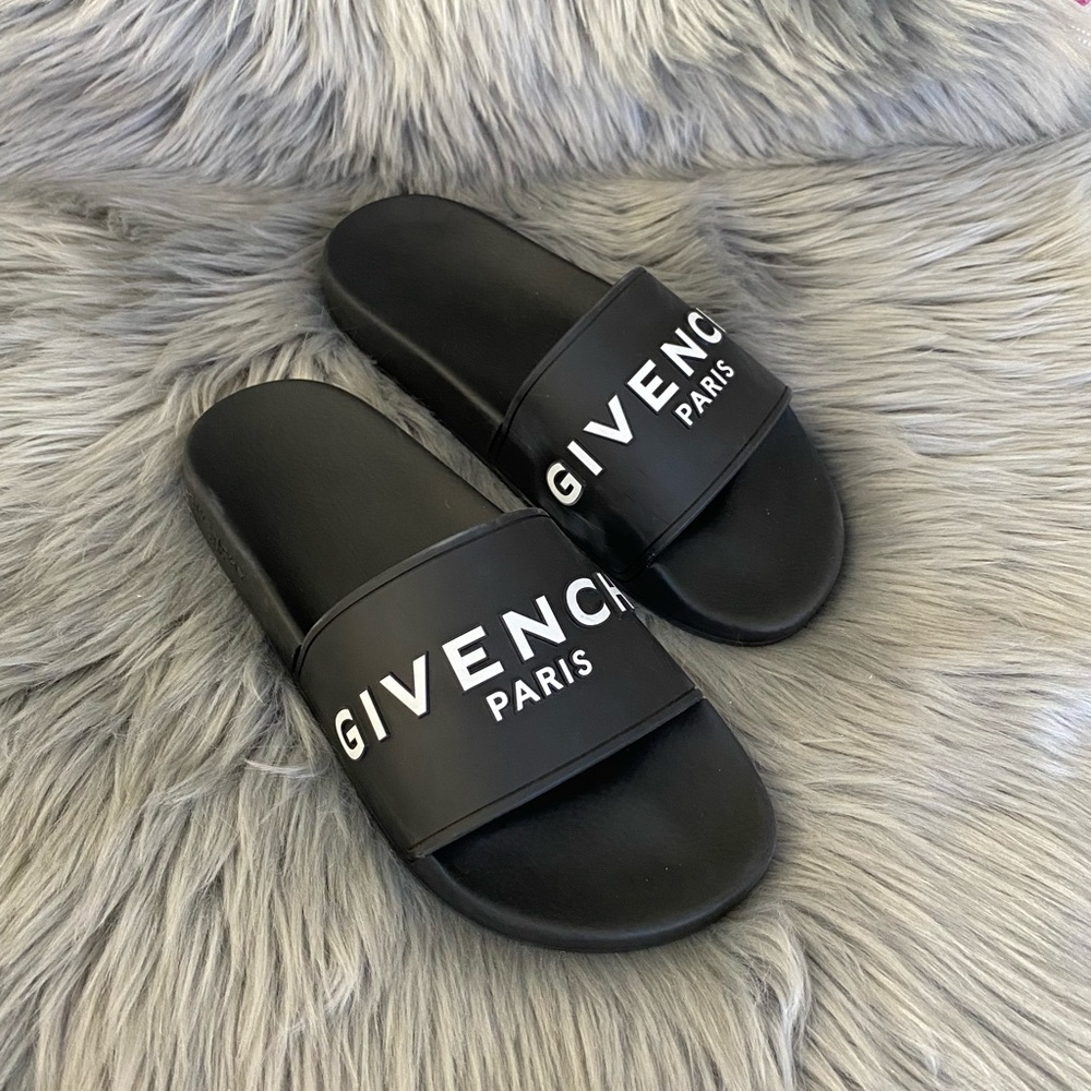 Authentic Givenchy Paris Rubber Slides Black/Whit… - image 1